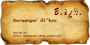 Berwanger Ákos névjegykártya